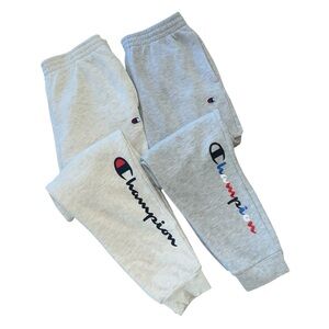 Champion Boys Size L Athletic Joggers Bundle Gray Light Gray Red White Blue